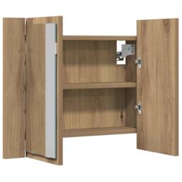 Berkfield Home LED Mirror Cabinet Artisan Oak 60x12x45 cm Engineered Wood in Brown - Size: 60 x 12 x 45 cm - thumbnail 8