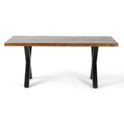 Jaipur Furniture Ltd Induse 'X' Leg Dining Table - Mango Wood/Iron - L100 x W220 x H76 cm in Brown - thumbnail 2