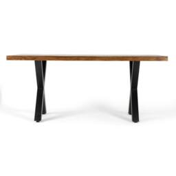 Jaipur Furniture Ltd Induse 'X' Leg Dining Table - Mango Wood/Iron - L100 x W220 x H76 cm in Brown - thumbnail 3