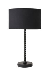 ValueLights Maeve Fabric Drum Lamp Shade Matte Black Bobbin Bobble Table Lamp - thumbnail 6