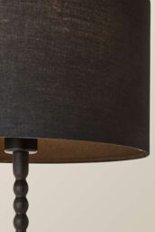 ValueLights Maeve Fabric Drum Lamp Shade Matte Black Bobbin Bobble Table Lamp - thumbnail 4