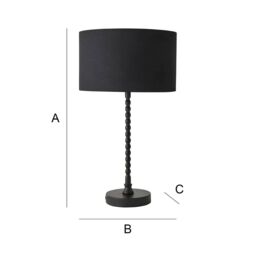 ValueLights Maeve Fabric Drum Lamp Shade Matte Black Bobbin Bobble Table Lamp - thumbnail 7