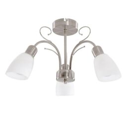 ValueLights Newlyn 3 Way Brushed Chrome Ceiling Bar Light in Metallic Silver - thumbnail 1