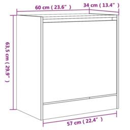 Berkfield Home Shoe Cabinet Black 60x34x63.5 cm Engineered Wood - thumbnail 9