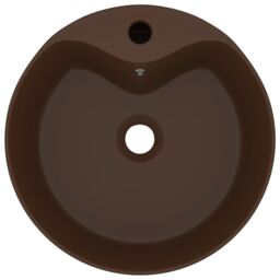 Berkfield Home Luxury Wash Basin with Overflow Matt Dark Brown 36x13 cm Ceramic - thumbnail 3