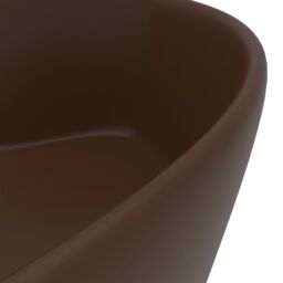 Berkfield Home Luxury Wash Basin with Overflow Matt Dark Brown 36x13 cm Ceramic - thumbnail 6