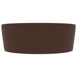 Berkfield Home Luxury Wash Basin with Overflow Matt Dark Brown 36x13 cm Ceramic - thumbnail 4