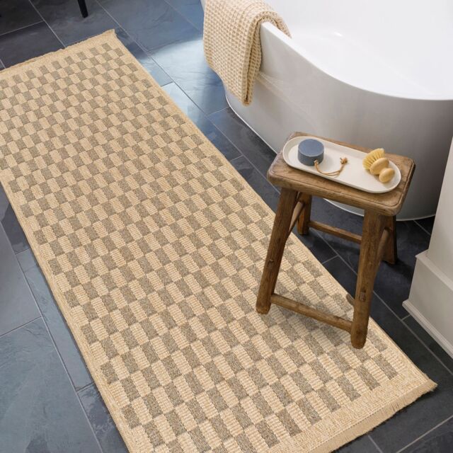 Livabliss Mirage Cottage Tan Brown Checkboard Fringe Jute-Look In- & Outdoor Rug in Black - Size: 200 cm x 275 cm - image 1