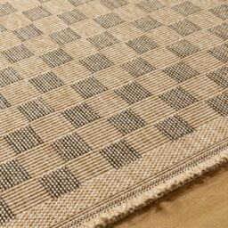 Livabliss Mirage Cottage Tan Brown Checkboard Fringe Jute-Look In- & Outdoor Rug in Black - Size: 200 cm x 275 cm - thumbnail 3