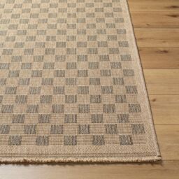 Livabliss Mirage Cottage Tan Brown Checkboard Fringe Jute-Look In- & Outdoor Rug in Black - Size: 200 cm x 275 cm - thumbnail 5