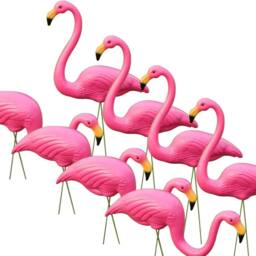 Kelvenix Set of 8 Flamingo Garden Ornaments in Pink - Size: 0.6m2