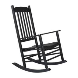 NESTLUNE Outdoor Wood Rocking Chair with Backrest for Patio Garden in Black - Size: 100 cm x 15 cm - thumbnail 1