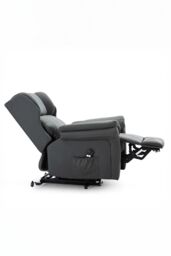 More4Homes Oakford Single Motor Rise Recliner Bonded Leather Wingback Chair in Grey - thumbnail 3