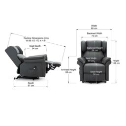 More4Homes Oakford Single Motor Rise Recliner Bonded Leather Wingback Chair in Grey - thumbnail 7