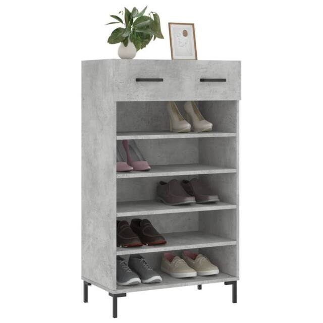 Berkfield Home Shoe Cabinet Concrete Grey 60x35x105 cm Engineered Wood - Size: 60 x 35 x 105 cm - image 1
