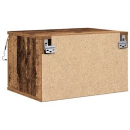 Berkfield Home Bedside Cabinet with LED Wall-Mounted Old Wood 50x36x30 cm in Brown - Size: 50 x 36 x 30 cm - thumbnail 8