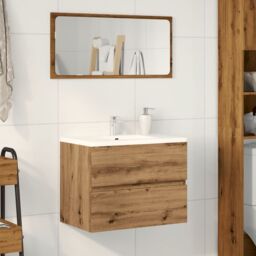 Berkfield Home Bathroom Cabinet Artisan Oak 60x38.5x45 cm Engineered Wood in Brown - thumbnail 3
