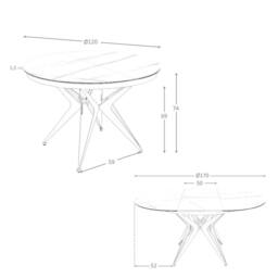 Angel Cerda Round Extendable Dining Table, Porcelain Marble Top in White - thumbnail 8