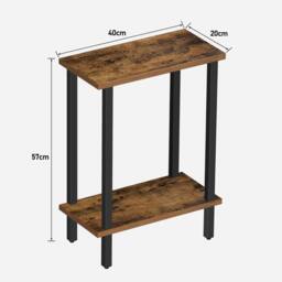 FORGEVIO Small Side Table Narrow End Table Skinny Sofa Table Slim in Brown - thumbnail 2