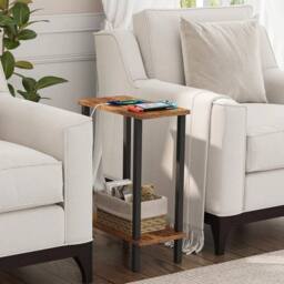 FORGEVIO Small Side Table Narrow End Table Skinny Sofa Table Slim in Brown - thumbnail 3