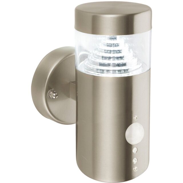 Loops Outdoor Wall Light with PIR Sensor - Daylight White - Stepped Reflector - Steel in Metallics - image 1