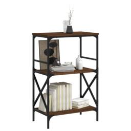 Berkfield Home Bookcase 3-Tier Brown Oak 59x35x90.5 cm Engineered Wood - thumbnail 3