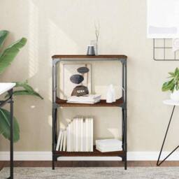 Berkfield Home Bookcase 3-Tier Brown Oak 59x35x90.5 cm Engineered Wood - thumbnail 2