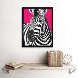 "Wee Blue Coo Zebra Modern Pink Living Room Kitchen Home Decor 12x16"" Framed Art - Size: W12"" x H16""" - thumbnail 2