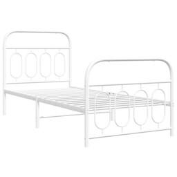 Berkfield Home Metal Bed Frame without Mattress with Footboard White 80x200cm - Size: 80x200 cm - thumbnail 1