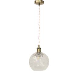 First Choice Lighting Barnum - Clear Dimple Glass Globe Antique Brass Retro Pendant Fitting - thumbnail 1