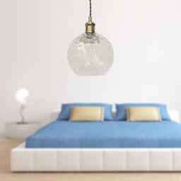 First Choice Lighting Barnum - Clear Dimple Glass Globe Antique Brass Retro Pendant Fitting - thumbnail 3