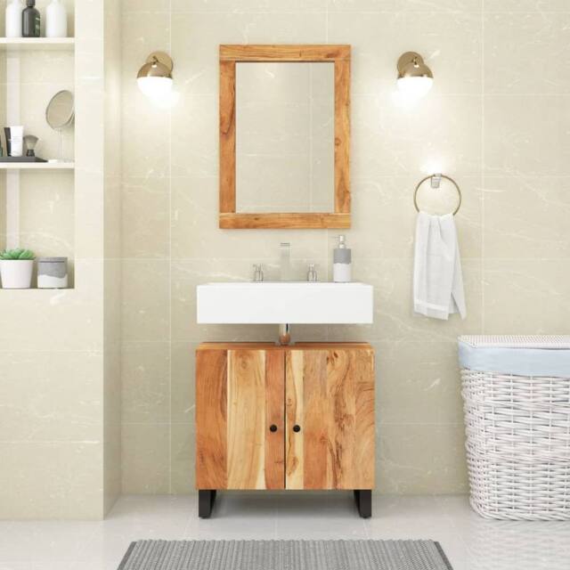 Berkfield Home 2 Piece Bathroom Furniture Set Solid Wood Acacia in Brown