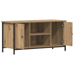 Berkfield Home TV Cabinet Artisan Oak 100x40x50 cm Engineered Wood & Steel in Brown - Size: 100 x 40 x 50 cm - thumbnail 5
