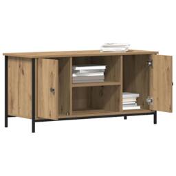 Berkfield Home TV Cabinet Artisan Oak 100x40x50 cm Engineered Wood & Steel in Brown - Size: 100 x 40 x 50 cm