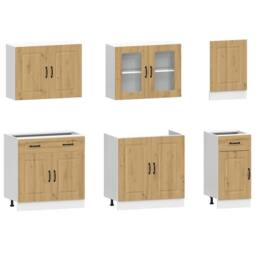 Berkfield Home 7 Piece Kitchen Cabinet Set Kalmar Artisan Oak Engineered Wood in Brown - thumbnail 4
