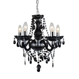 First Choice Lighting Black & Chrome Marie Therese Style 5 x 40W Chandelier
