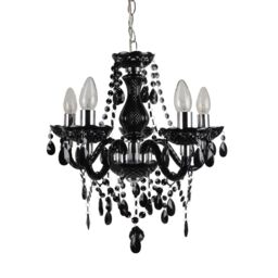 First Choice Lighting Black & Chrome Marie Therese Style 5 x 40W Chandelier - thumbnail 2