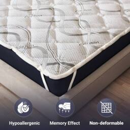 The White Stone Breathable Mattress Topper, 5 cm Height, Ergonomic & Anti-dust Mite - 130 x 200 cm in White - Size: Double - thumbnail 5