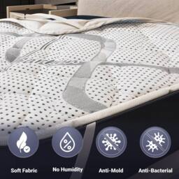 The White Stone Breathable Mattress Topper, 5 cm Height, Ergonomic & Anti-dust Mite - 130 x 200 cm in White - Size: Double - thumbnail 4