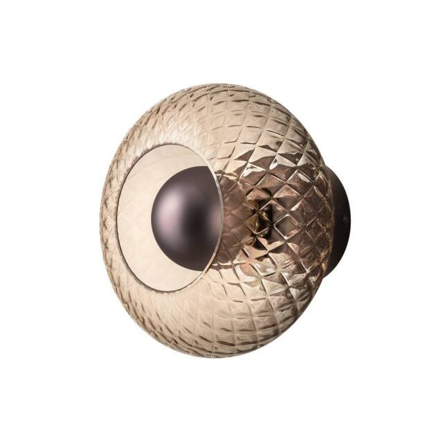 Industville Chelsea Diamond Mocha Glass Round Diffuser Wall Light in Light Brown - Size: Medium