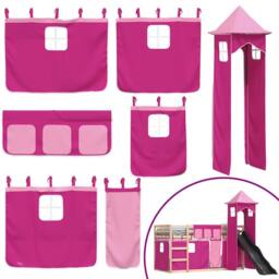 Berkfield Home Elegant Bunk Bed without Mattress with Slide & Curtains Pink 80 - thumbnail 5