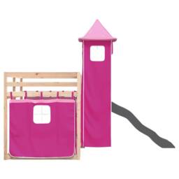 Berkfield Home Elegant Bunk Bed without Mattress with Slide & Curtains Pink 80 - thumbnail 9