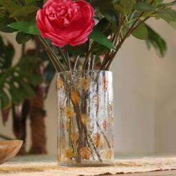 Serenityy Natural Floral Glass Candle Holder & Vase - Rose - 19x11 cm in Clear - Size: 21 cm x 15 cm - thumbnail 3