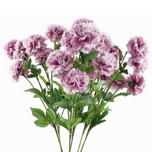 Pegdev Pack of 6 70cm Artificial Pink Carnation Stems with Silk Flowers - image 1