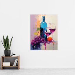 "Artery8 Wall Art Print Wine Lovers Oil Painting Kitchen Artwork Poster Picture in Purple - Size: W18"" x H24""" - thumbnail 4