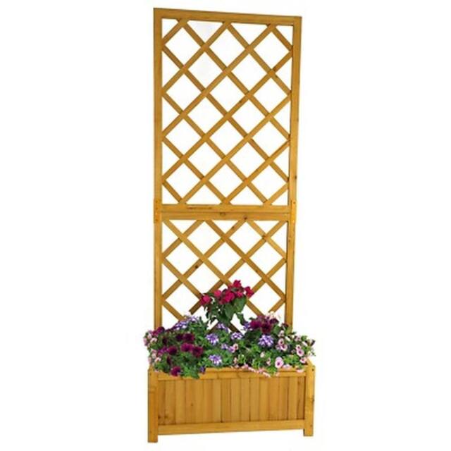 NESTLUNE Wooden Planter Raised Garden Bed Lattice T in Brown - Size: 1.25kg - image 1
