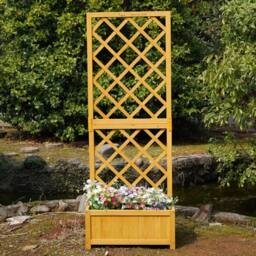 NESTLUNE Wooden Planter Raised Garden Bed Lattice T in Brown - Size: 1.25kg - thumbnail 6