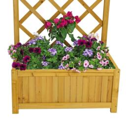 NESTLUNE Wooden Planter Raised Garden Bed Lattice T in Brown - Size: 1.25kg - thumbnail 4