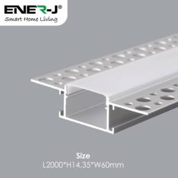 ENER-J 60x14.35mm Trimless Recessed Aluminium LED Profile 2m (4) in White - thumbnail 2