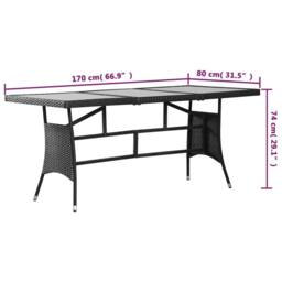 Berkfield Home Garden Table Black 170x80x74 cm Poly Rattan - Size: 170 x 80 x 74 cm - thumbnail 6